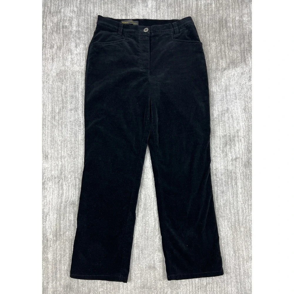 Michèle Magic Velvet Pants Womens 10 Black Straight Leg Shaping Tummy‎ Control